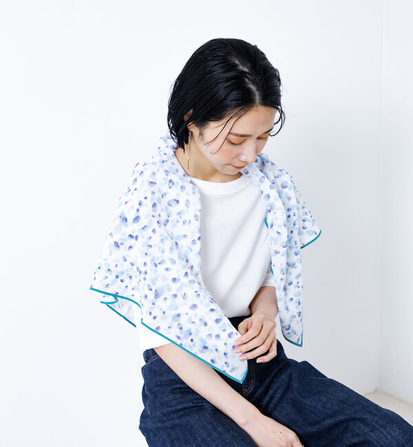 collex「Petals dance scarf 水彩フラワープリント大判スカーフ 88cm」|バンダナ・スカーフ|