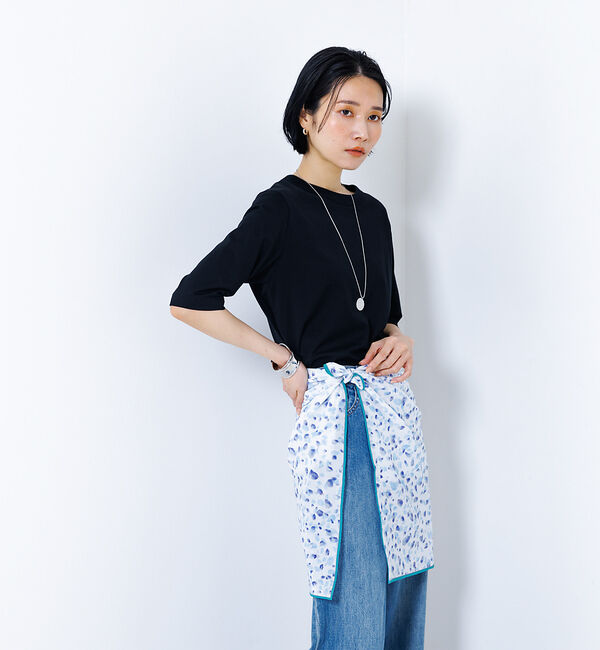collex「Petals dance scarf 水彩フラワープリント大判スカーフ 88cm」|バンダナ・スカーフ|