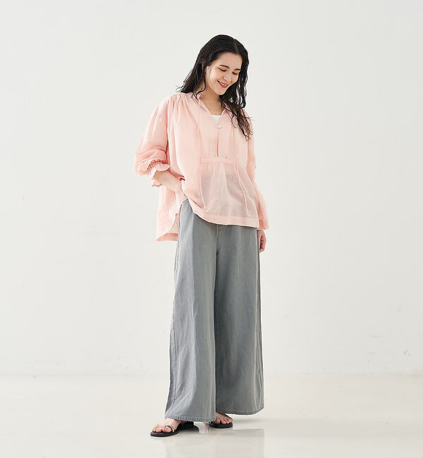 collex「リネンコットンギャザーブラウス」|シャツ・ブラウス|