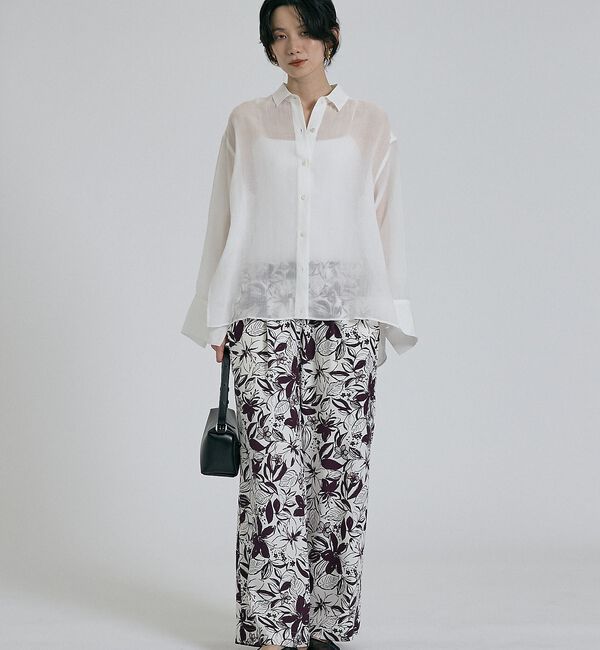 qualite「【CLASSY掲載・カシュクール着用可】リネン混レギュラーシャツ」|シャツ・ブラウス|