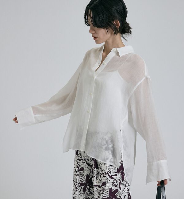 qualite「【CLASSY掲載・カシュクール着用可】リネン混レギュラーシャツ」|シャツ・ブラウス|