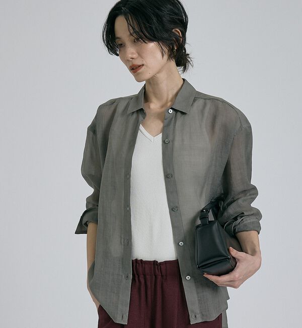 qualite「【CLASSY掲載・カシュクール着用可】リネン混レギュラーシャツ」|シャツ・ブラウス|