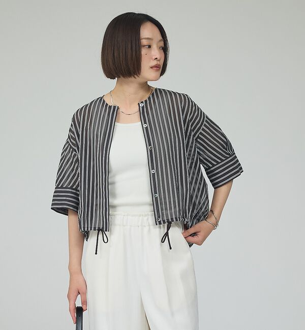 qualite「【シルエット調整可能】フォルムドロストブラウス」|シャツ・ブラウス|
