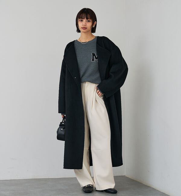 abahouse mavie「ノーカラーロングコート」|ノーカラーコート|