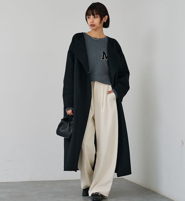 abahouse mavie「ノーカラーロングコート」|ノーカラーコート|