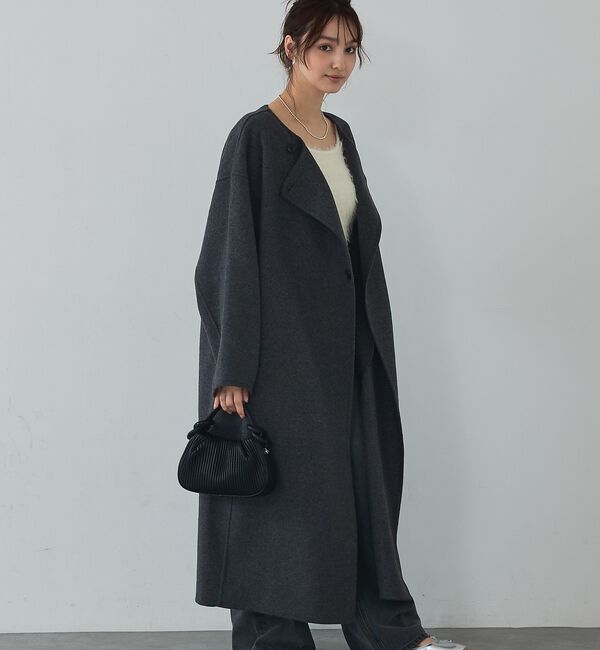abahouse mavie「ノーカラーロングコート」|ノーカラーコート|