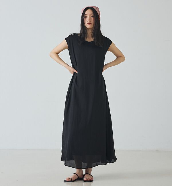 abahouse mavie「2枚仕立てシアーワンピース」|ワンピース|ブラック