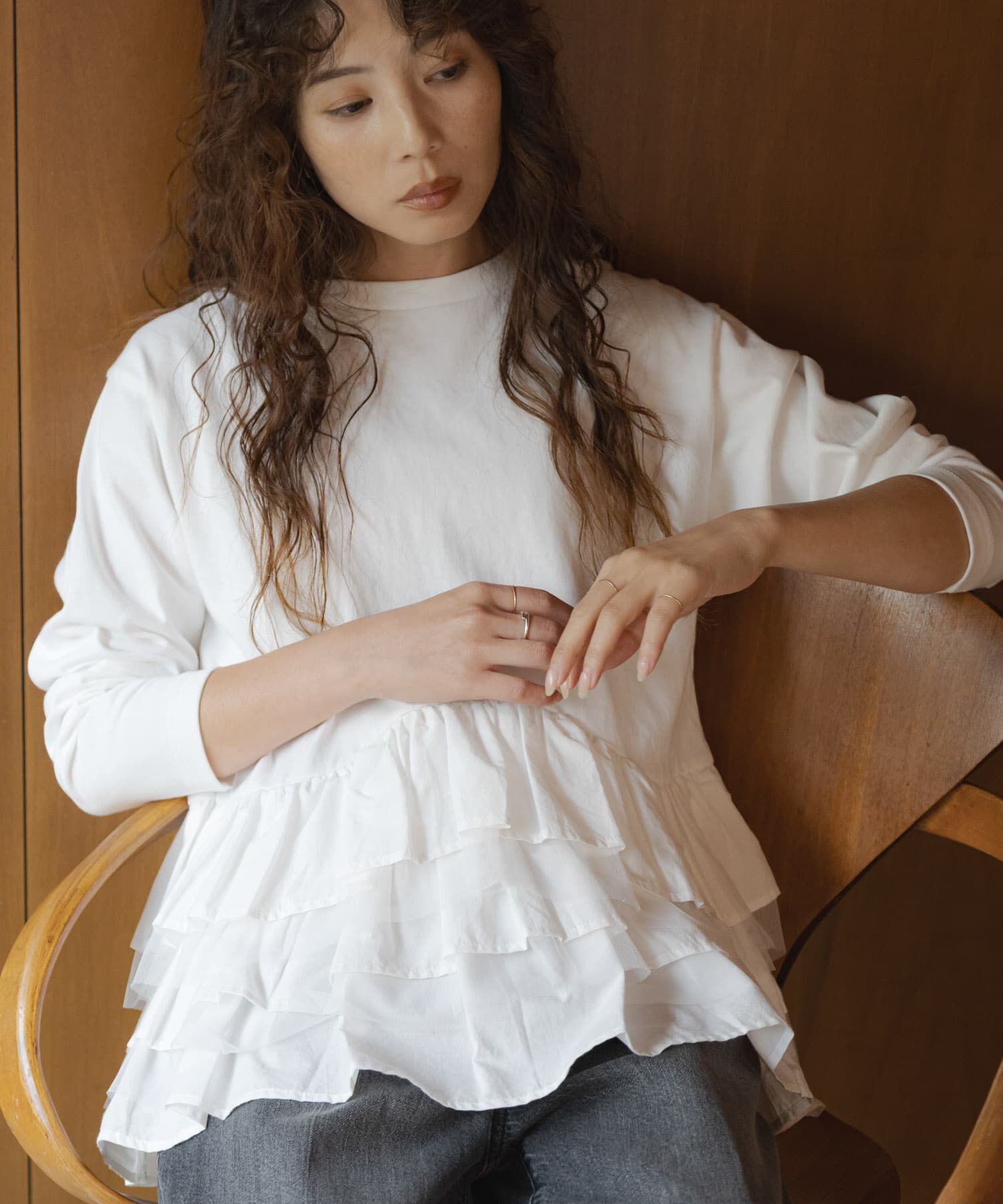 Sonny Label 「『WEB限定』ペプラムチュールフリルカットソー」|Tシャツ・カットソー|
