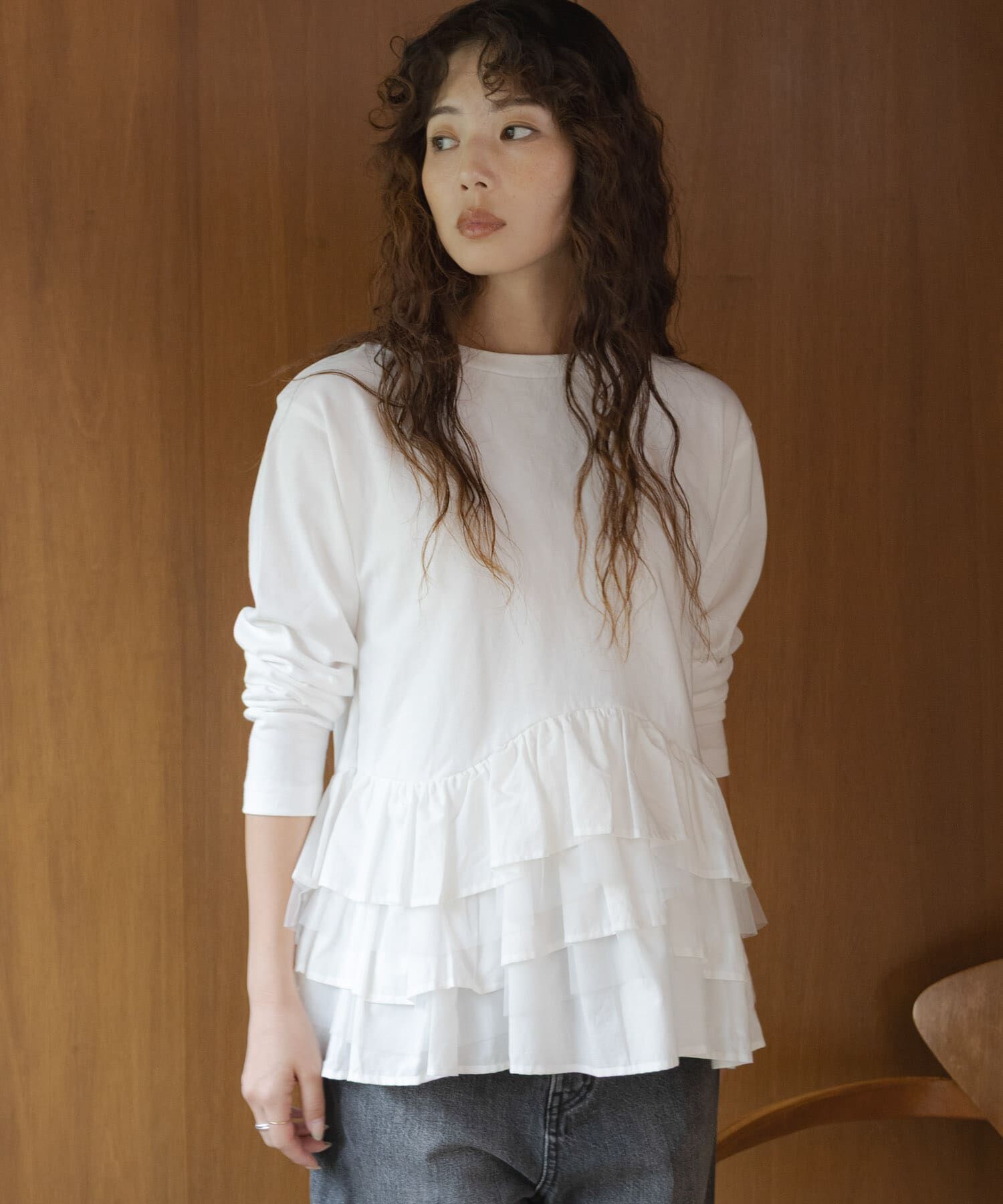 Sonny Label 「『WEB限定』ペプラムチュールフリルカットソー」|Tシャツ・カットソー|