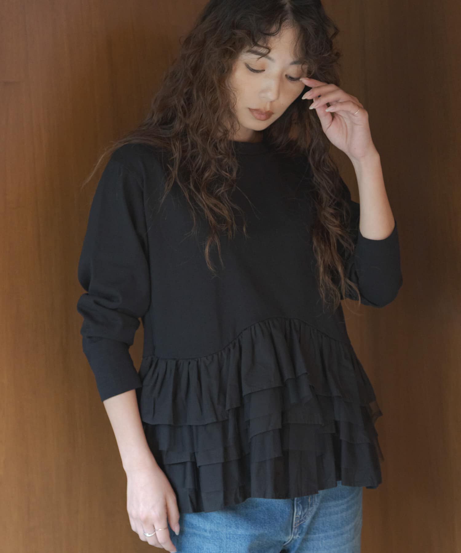 Sonny Label 「『WEB限定』ペプラムチュールフリルカットソー」|Tシャツ・カットソー|