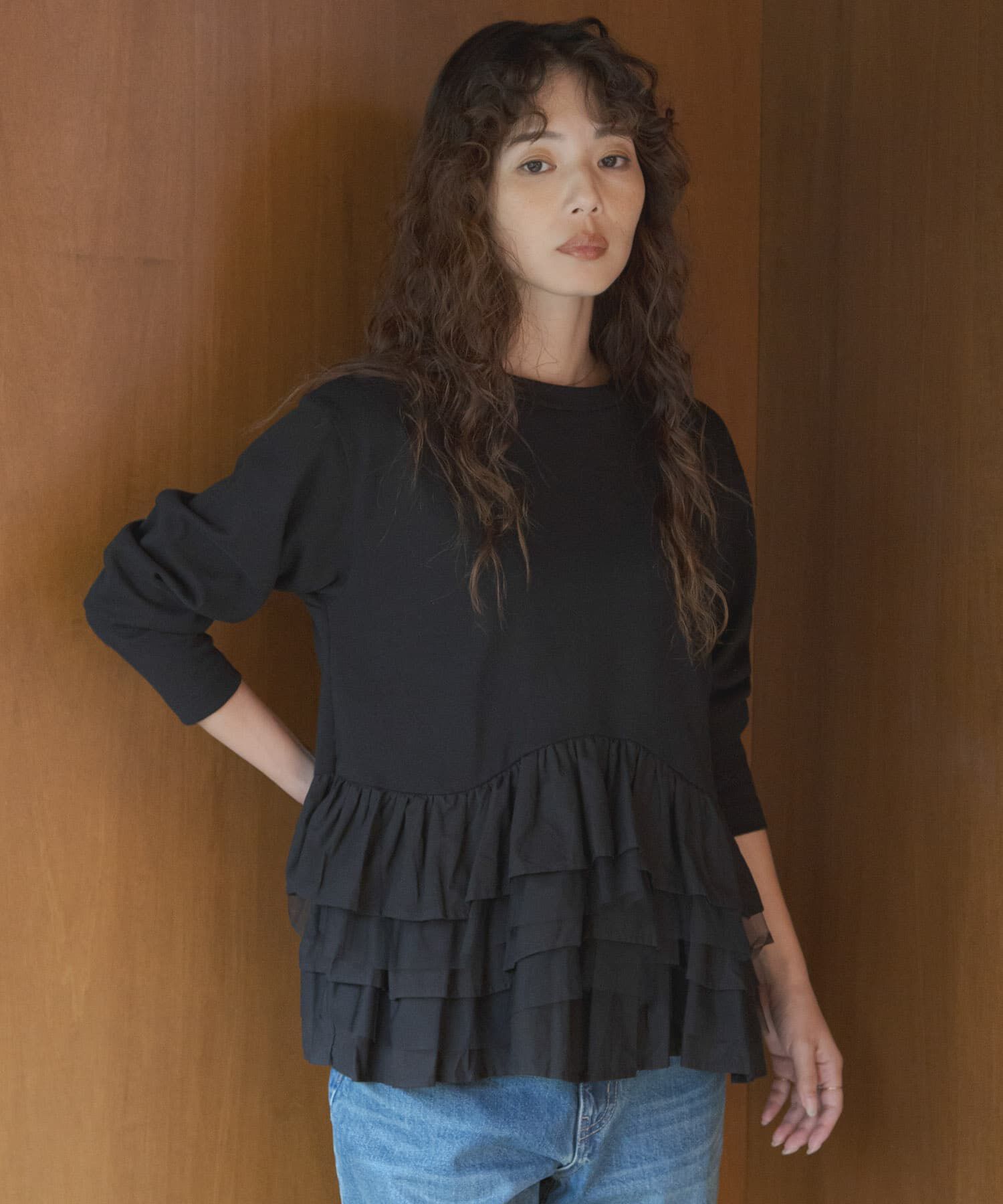 Sonny Label 「『WEB限定』ペプラムチュールフリルカットソー」|Tシャツ・カットソー|