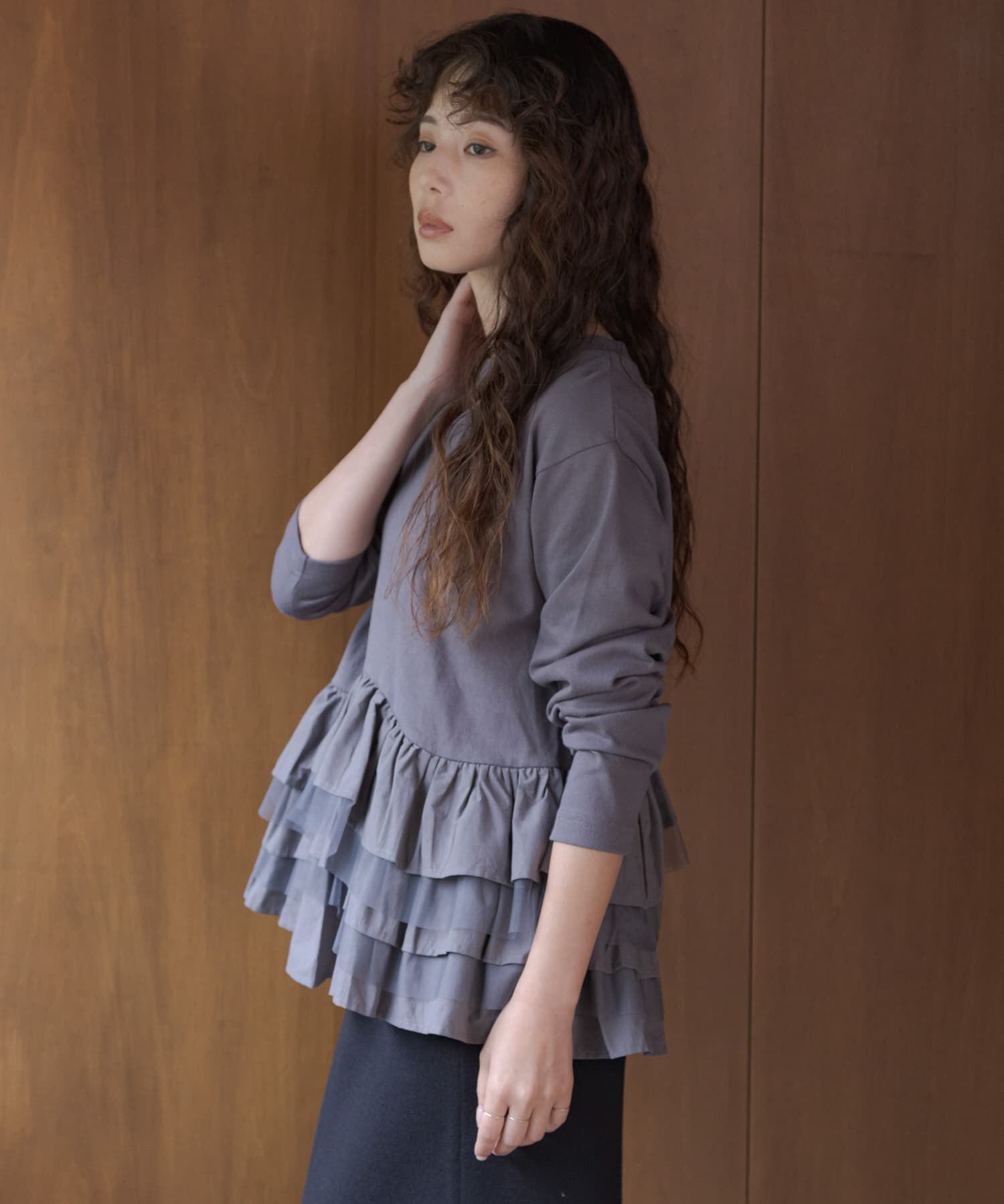 Sonny Label 「『WEB限定』ペプラムチュールフリルカットソー」|Tシャツ・カットソー|