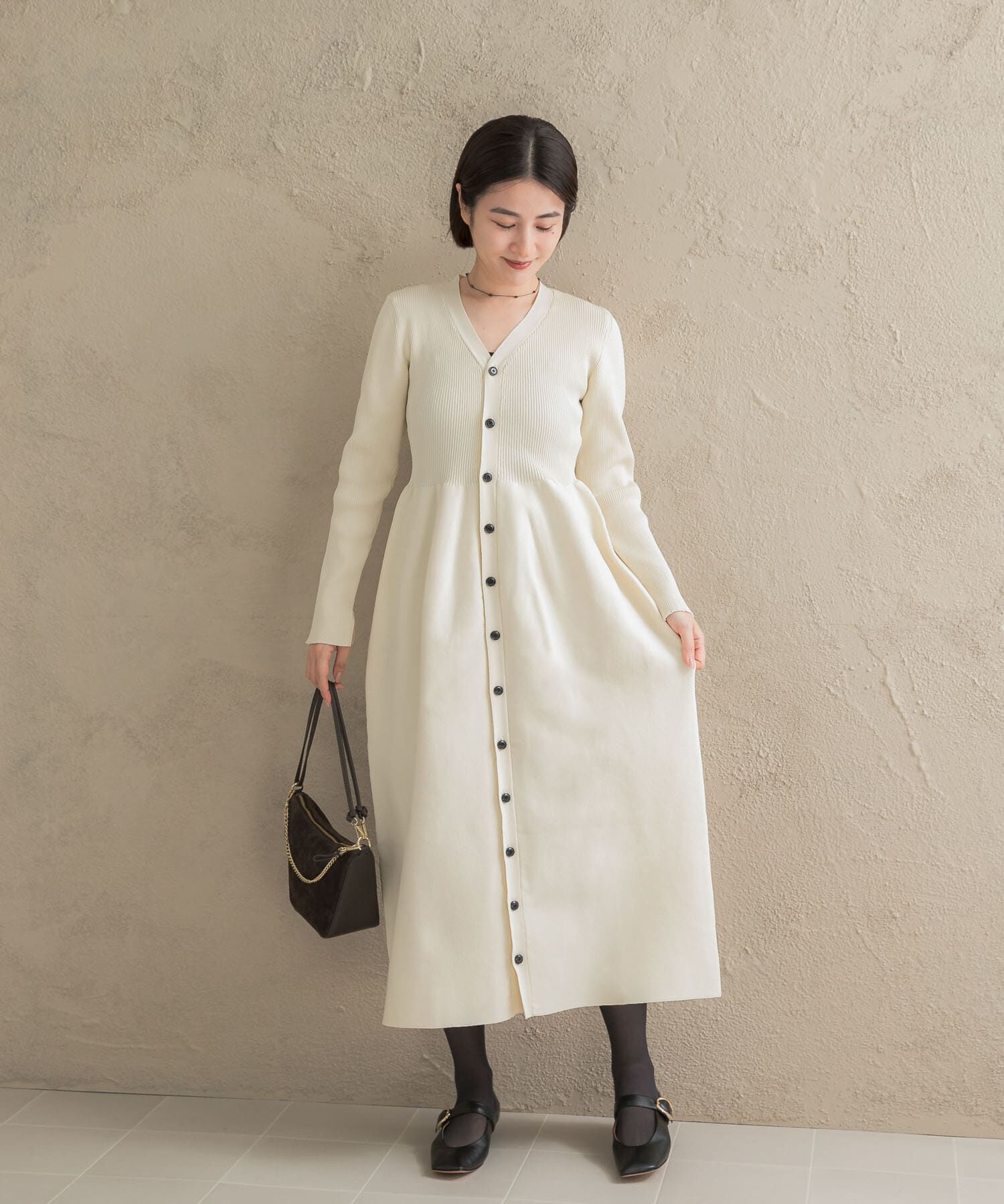 URBAN RESEARCH ROSSO「ボタンデザインフォルムニットワンピース」|ワンピース|