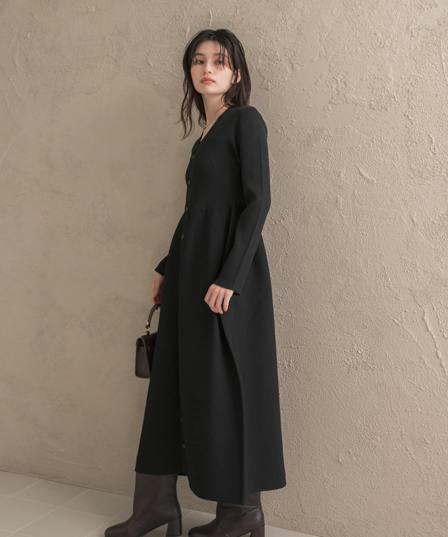 URBAN RESEARCH ROSSO「ボタンデザインフォルムニットワンピース」|ワンピース|