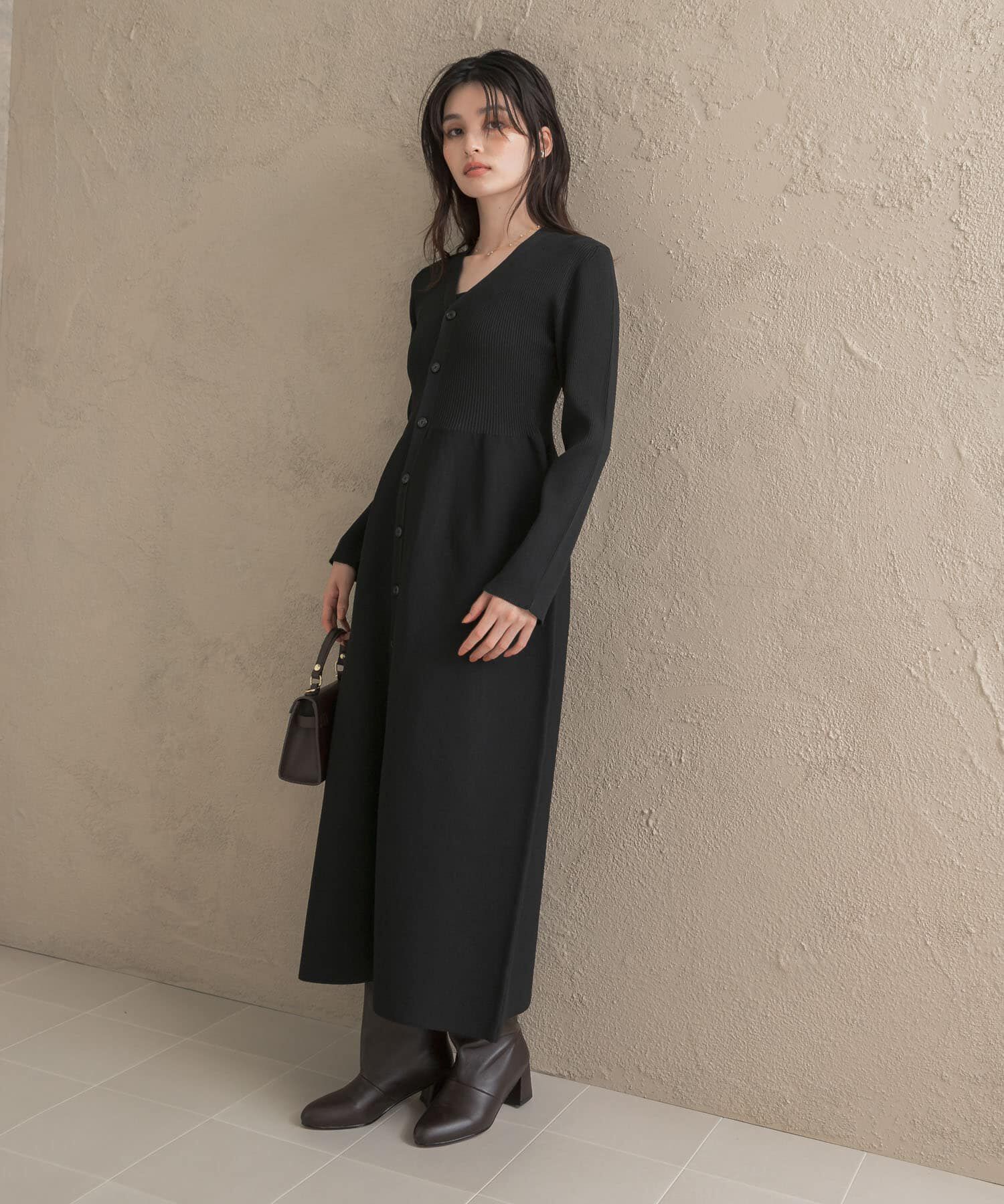 URBAN RESEARCH ROSSO「ボタンデザインフォルムニットワンピース」|ワンピース|