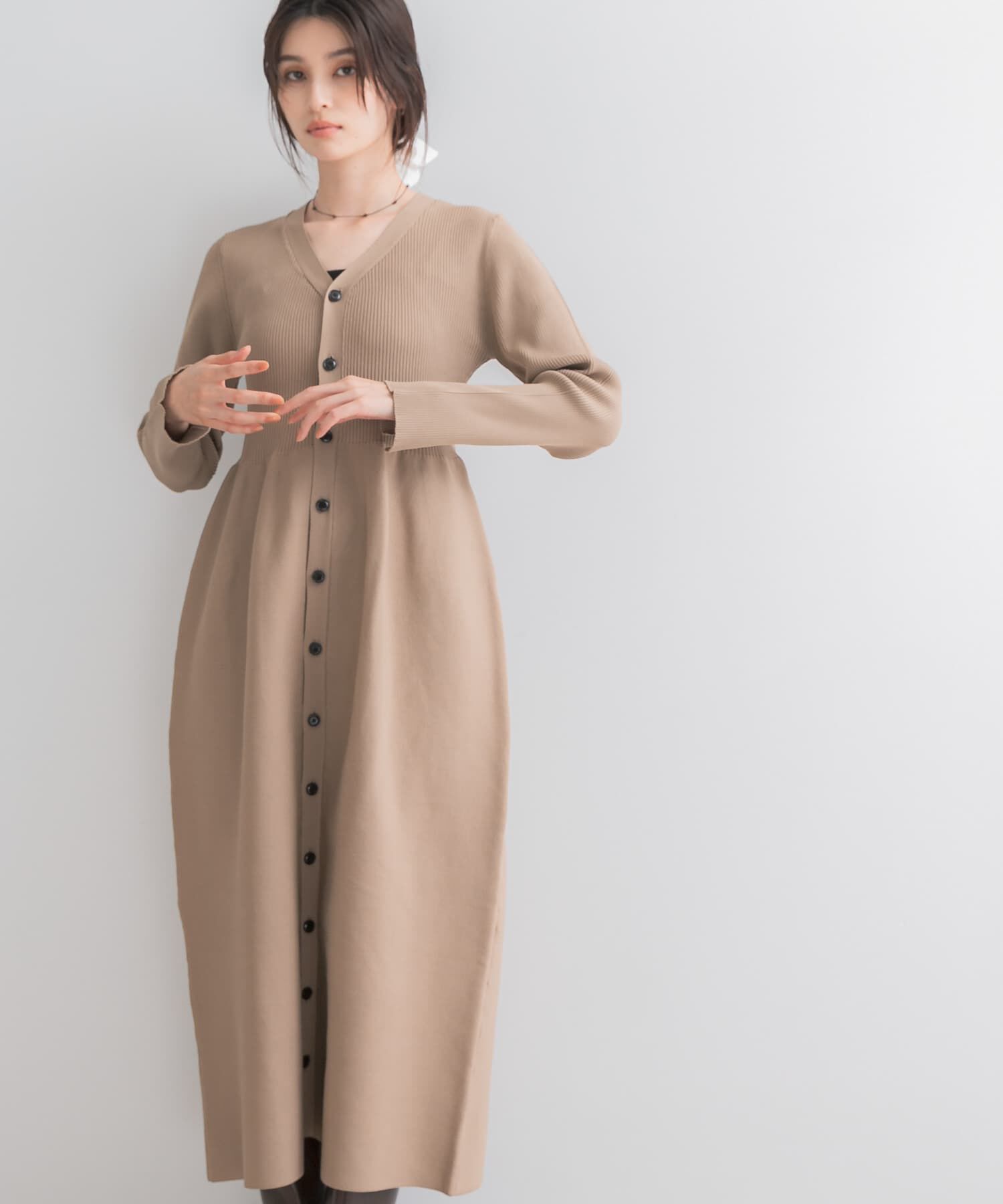 URBAN RESEARCH ROSSO「ボタンデザインフォルムニットワンピース」|ワンピース|