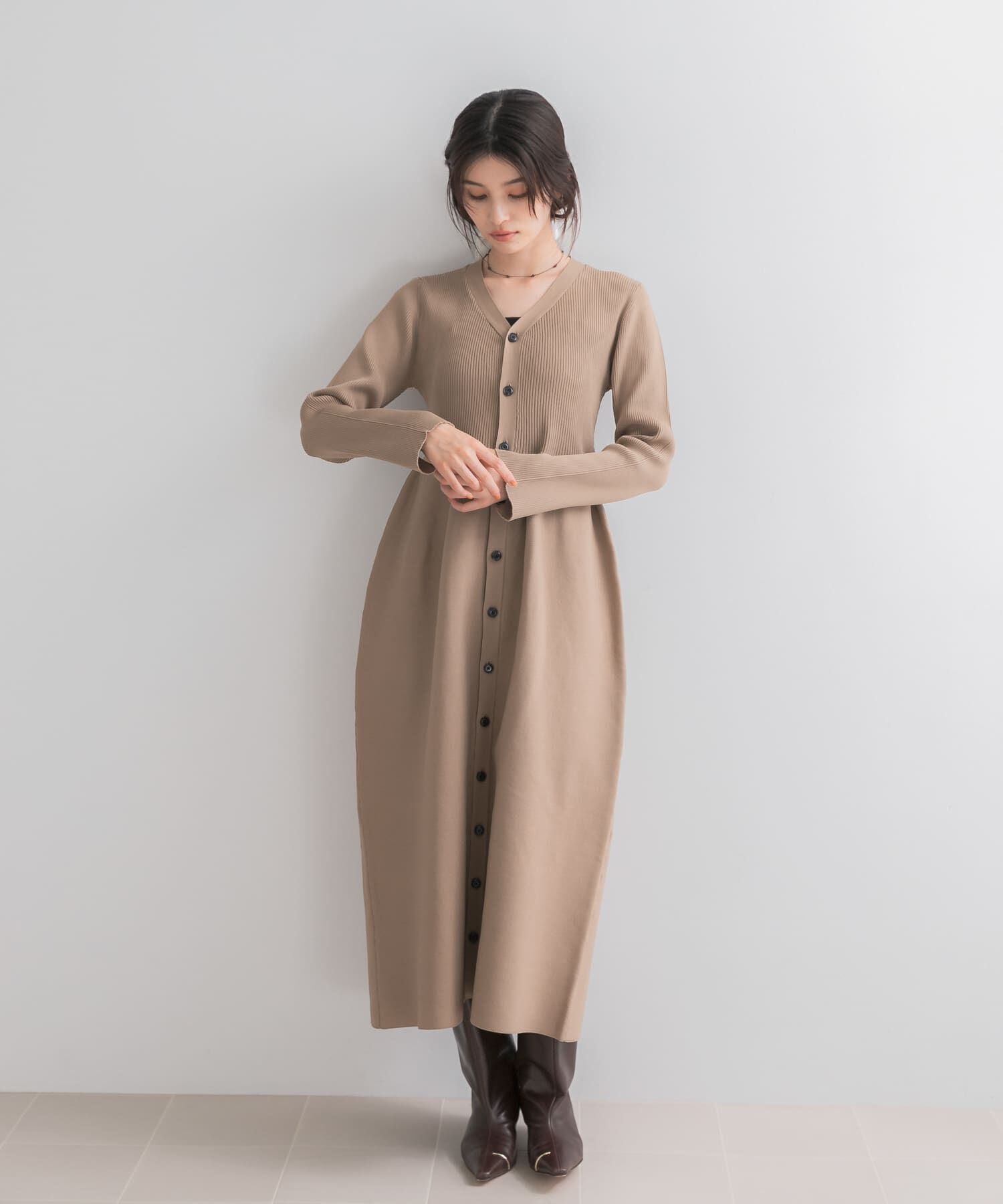 URBAN RESEARCH ROSSO「ボタンデザインフォルムニットワンピース」|ワンピース|
