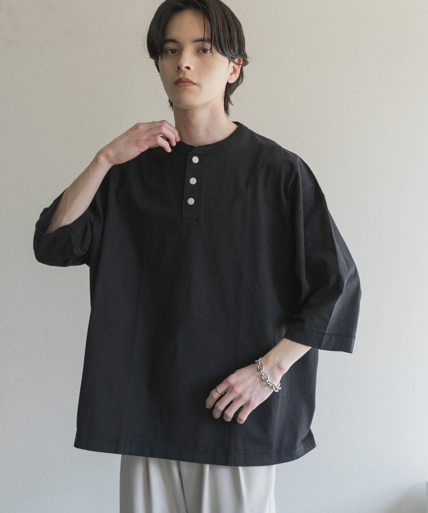 SENSE OF PLACE by URBAN RESEARCH「『別注』Healthknit&times;SENSE OF PLACE　ヘンリーネックTシャツ」|Tシャツ・カットソー|