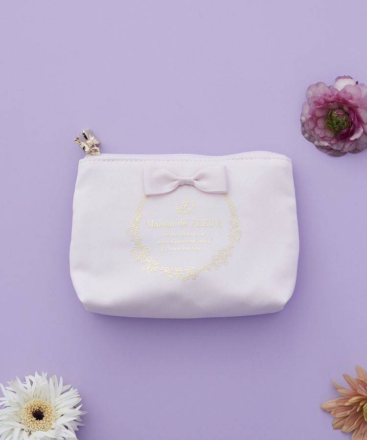 Maison de FLEUR「サテンリボンティッシュケース」|ポーチ|ピンク