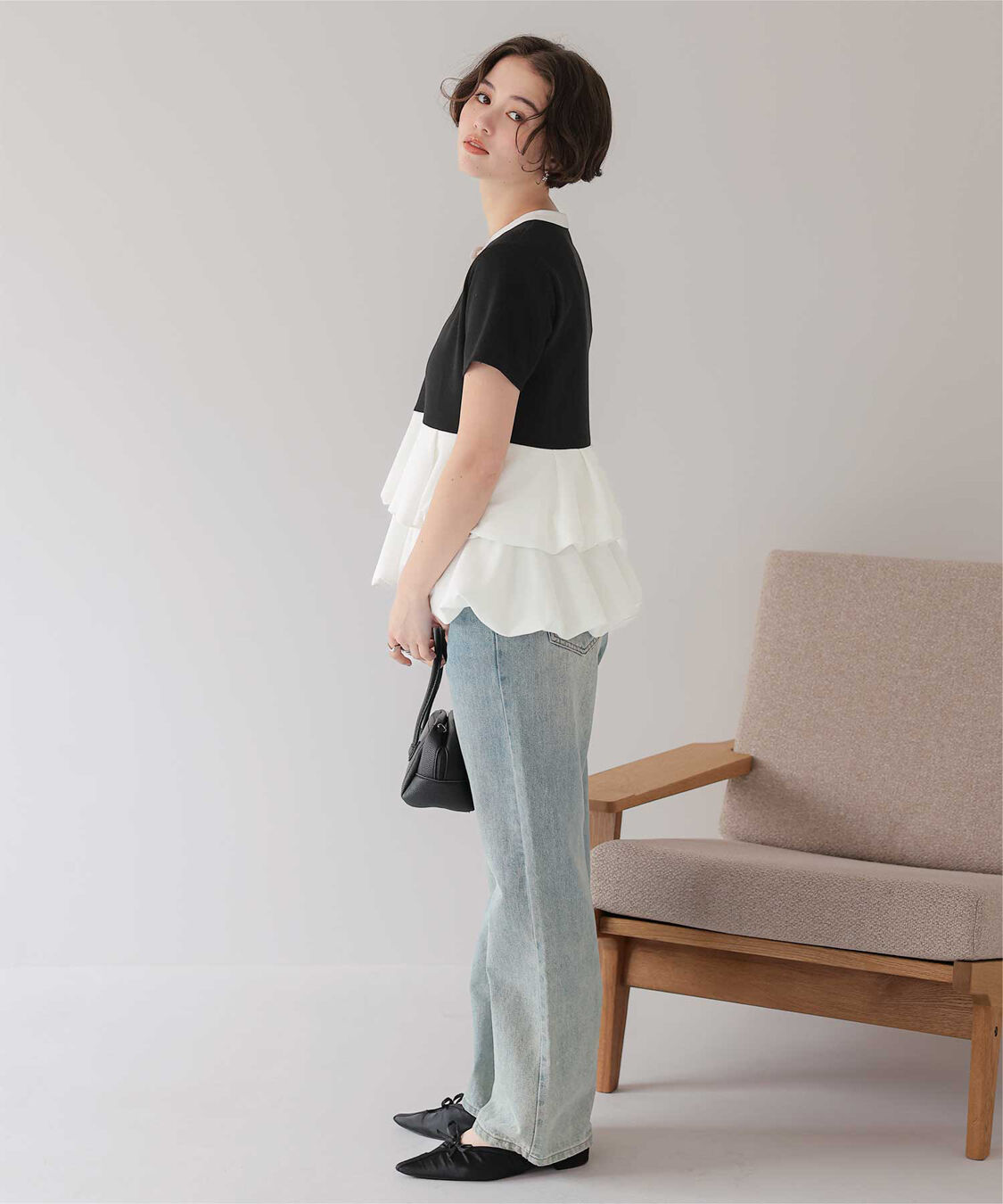 titivate「ヘンリーネックバルーンペプラムトップス」|Tシャツ・カットソー|