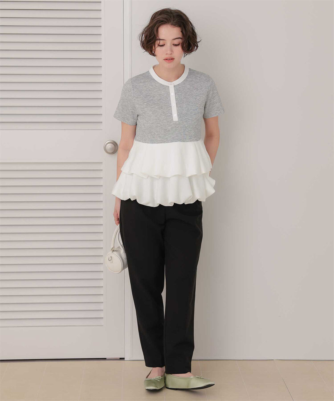 titivate「ヘンリーネックバルーンペプラムトップス」|Tシャツ・カットソー|