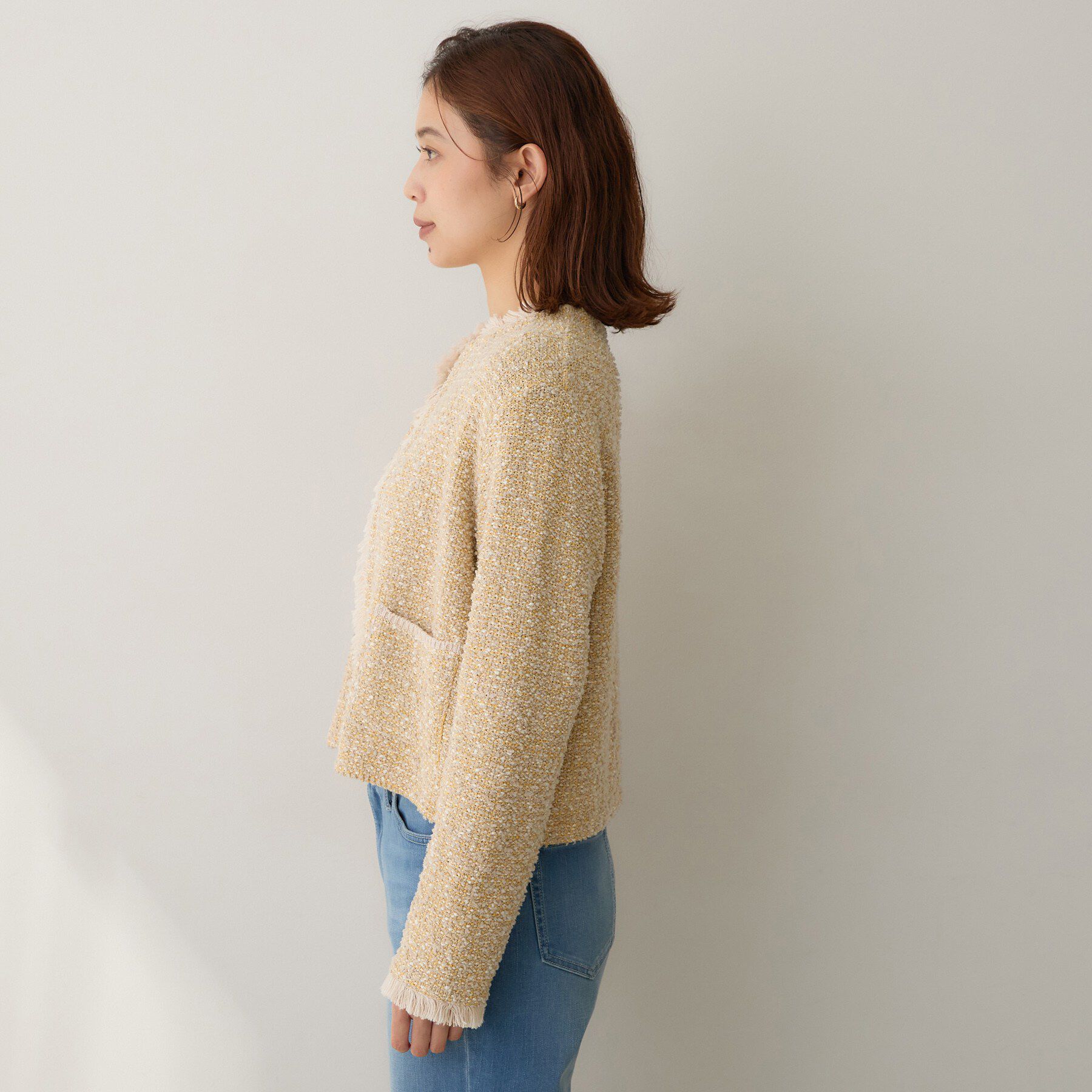 UNTITLED「【ジャケットライク/秋羽織り】ファンシーヤーンツイードニットカーディガン」|カーディガン|