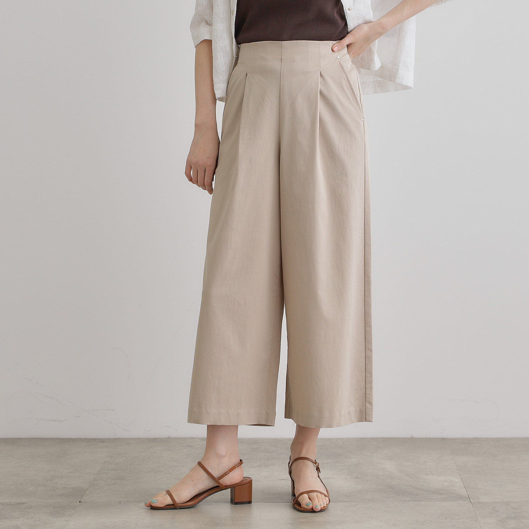 grove「サマーハイパーストレッチワイドパンツ」|その他|グレージュ(050)