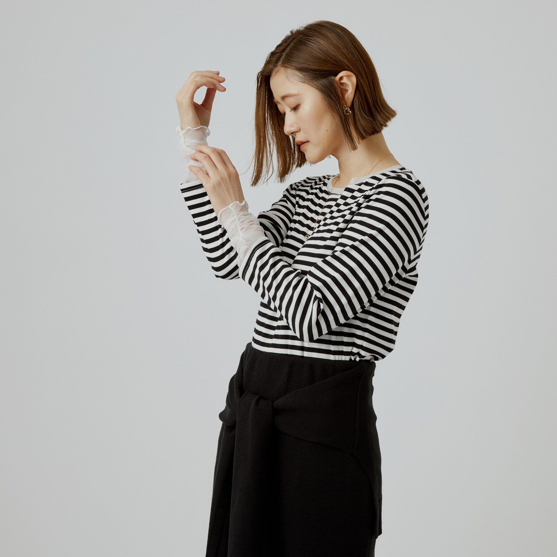 grove「【重ね着にも◎】チュールドッキングテレコカットソー」|Tシャツ・カットソー|