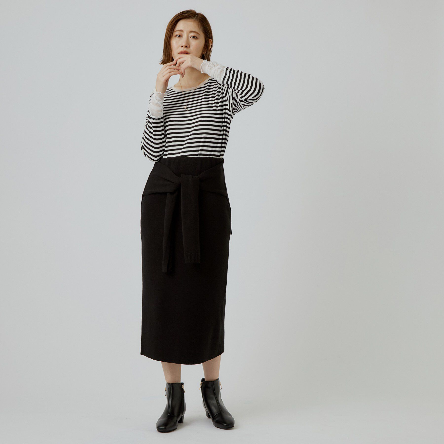 grove「【重ね着にも◎】チュールドッキングテレコカットソー」|Tシャツ・カットソー|