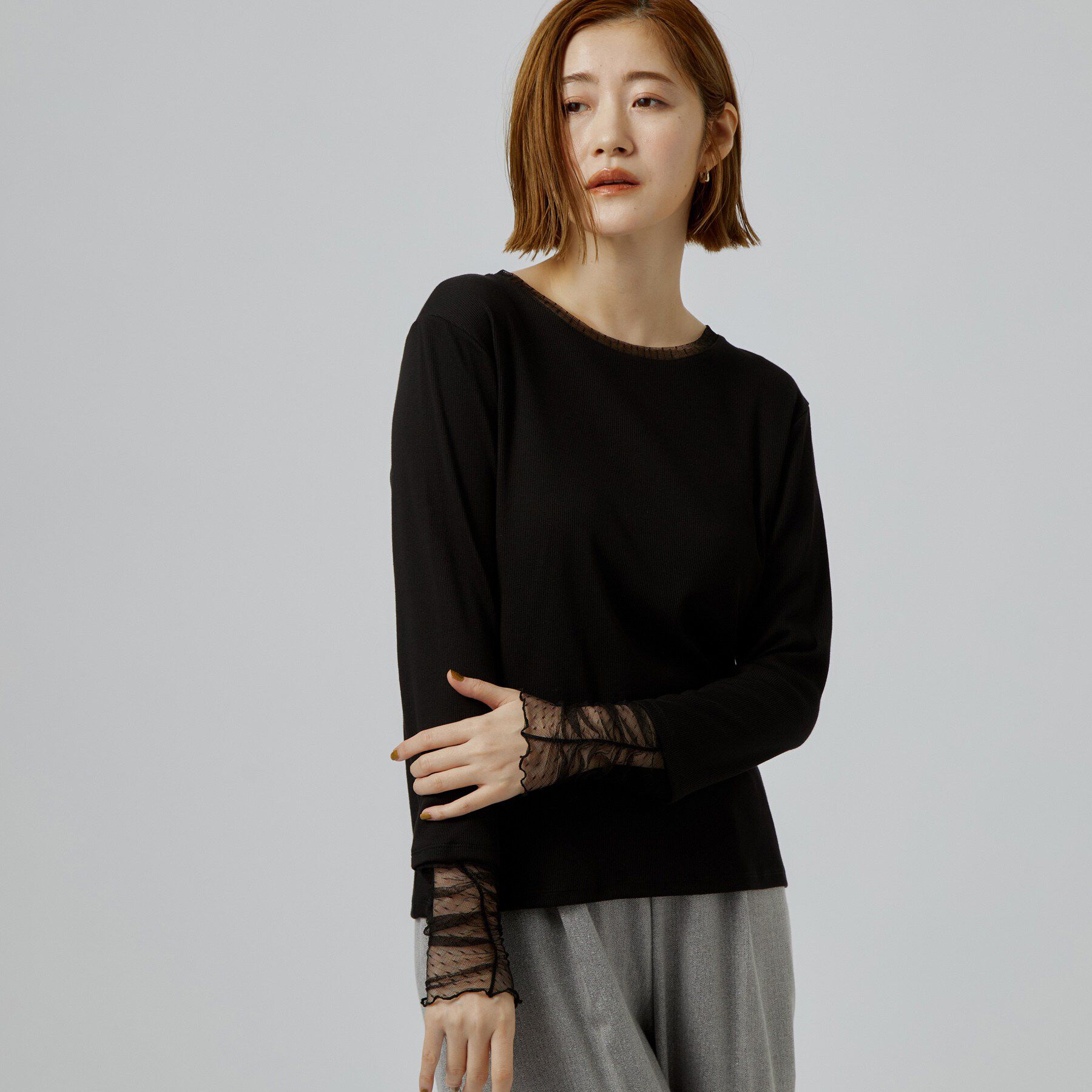 grove「【重ね着にも◎】チュールドッキングテレコカットソー」|Tシャツ・カットソー|