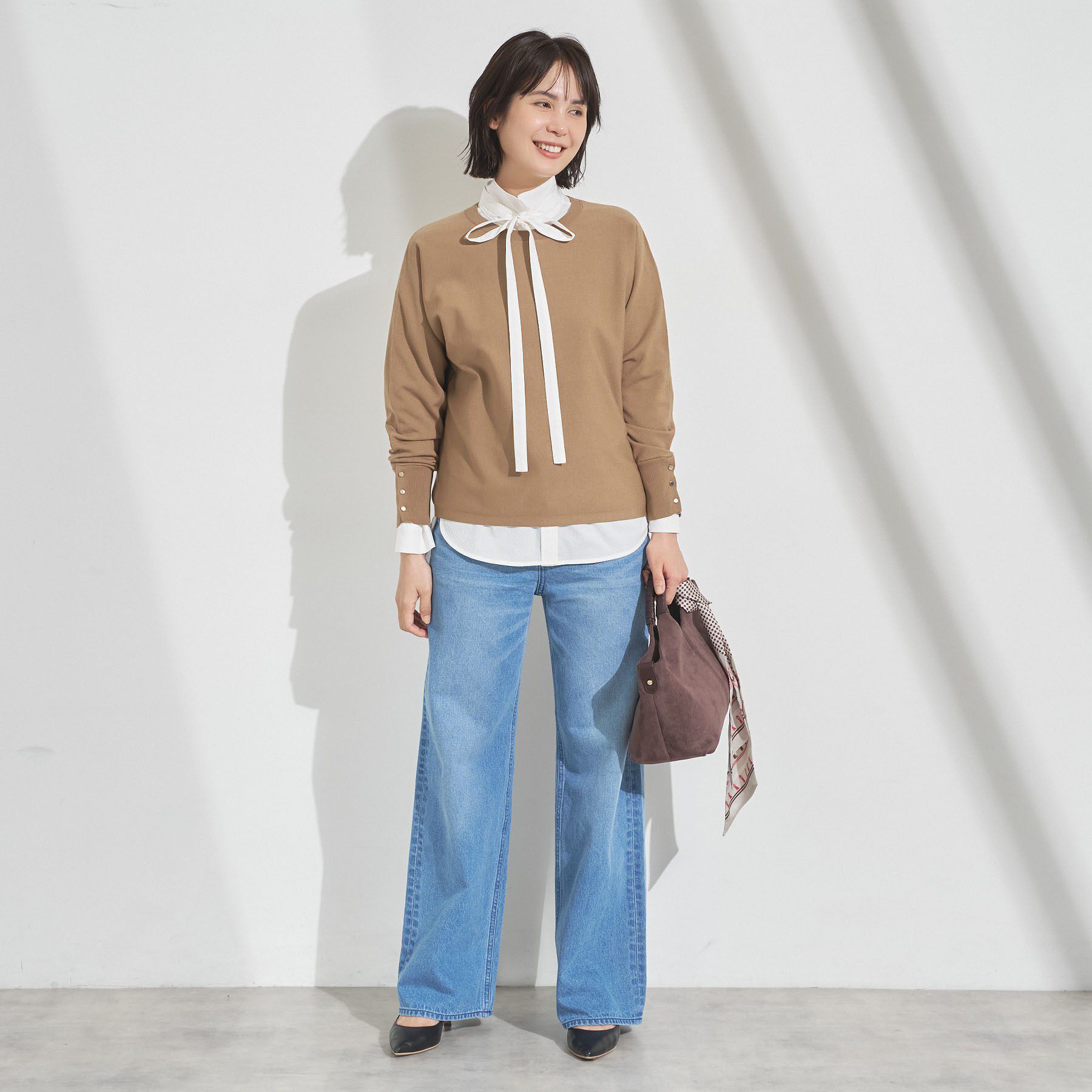 INDIVI「【選べる6色／ストレッチ◎】きれいめドルマンスリーブニット」|ニット・セーター|