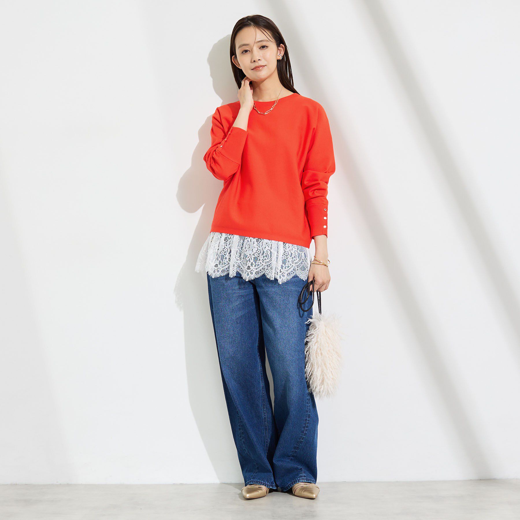 INDIVI「【選べる6色／ストレッチ◎】きれいめドルマンスリーブニット」|ニット・セーター|