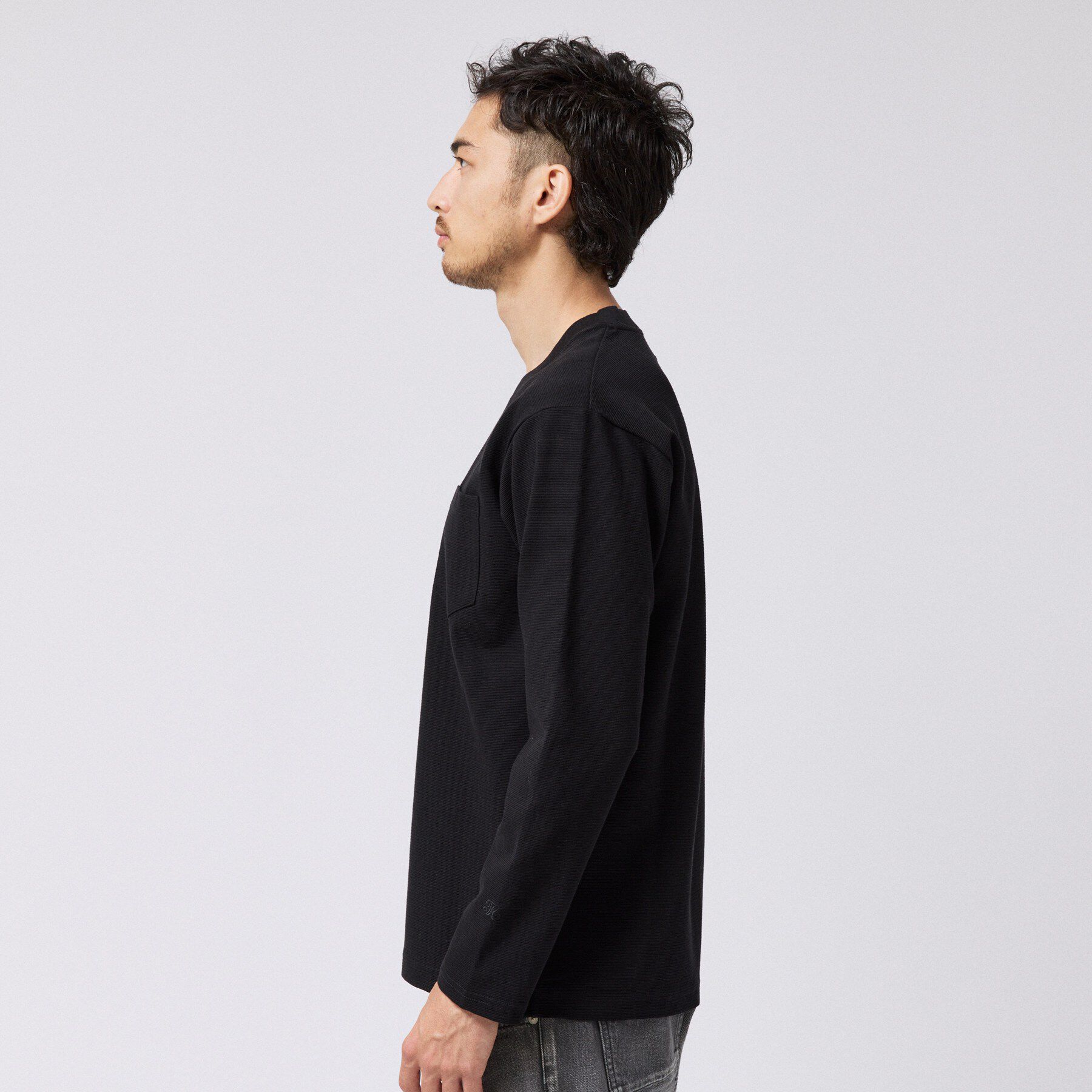 TAKEO KIKUCHI「2重編みガーター ボーダー 長袖 Tシャツ」|Tシャツ・カットソー|