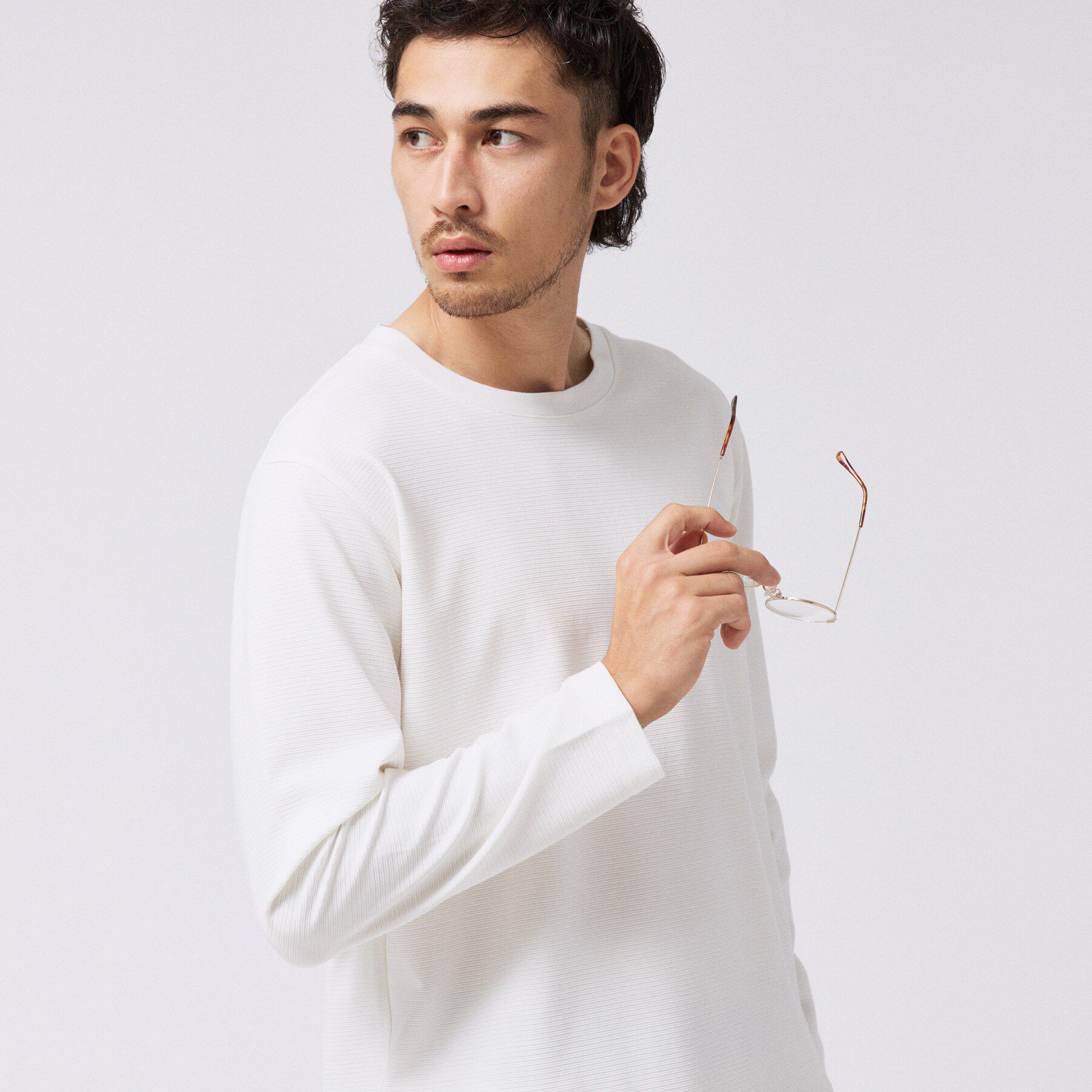 TAKEO KIKUCHI「2重編みガーター ボーダー 長袖 Tシャツ」|Tシャツ・カットソー|