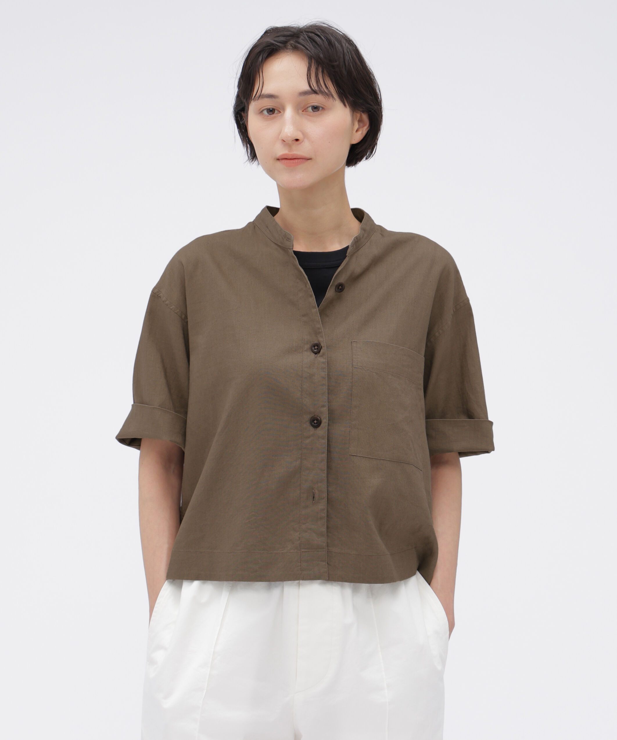 MHL.「SURFACE DYED COTTON LINEN SHIRT」|シャツ・ブラウス|TAN1