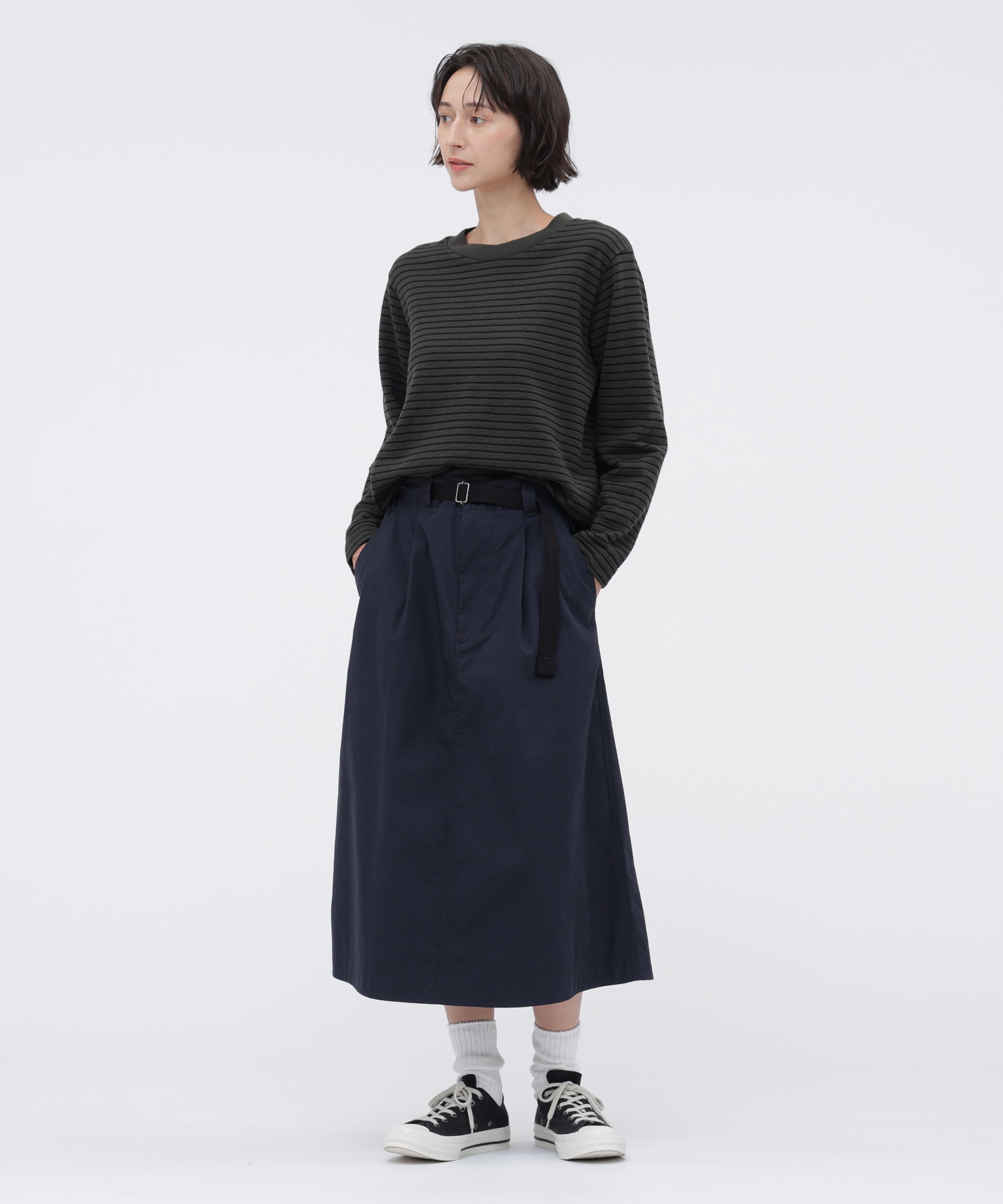 MHL.「TEXTURED COTTON STRIPE TOP」|Tシャツ・カットソー|