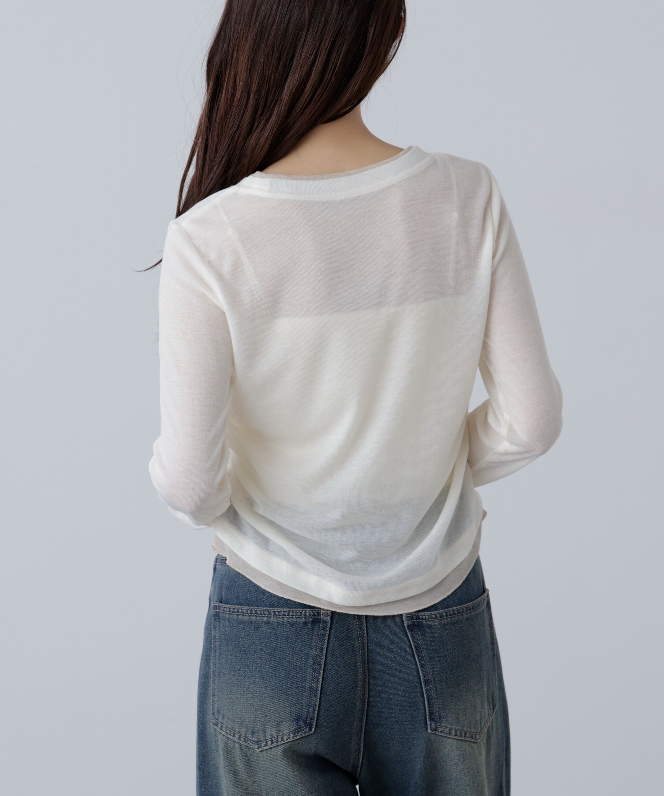  「シアーテレコレイヤード風カットソー」|Tシャツ・カットソー|