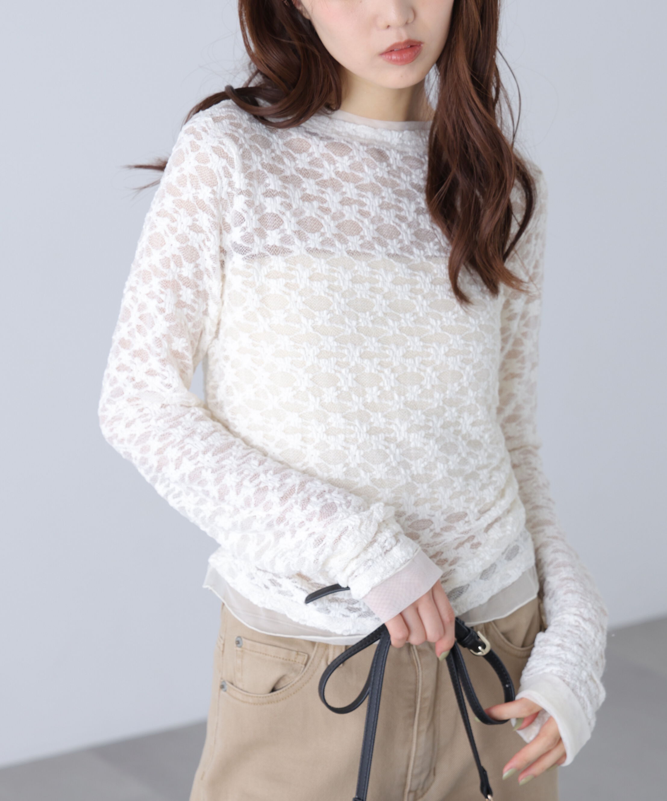 「シアーテレコレイヤード風カットソー」|Tシャツ・カットソー|