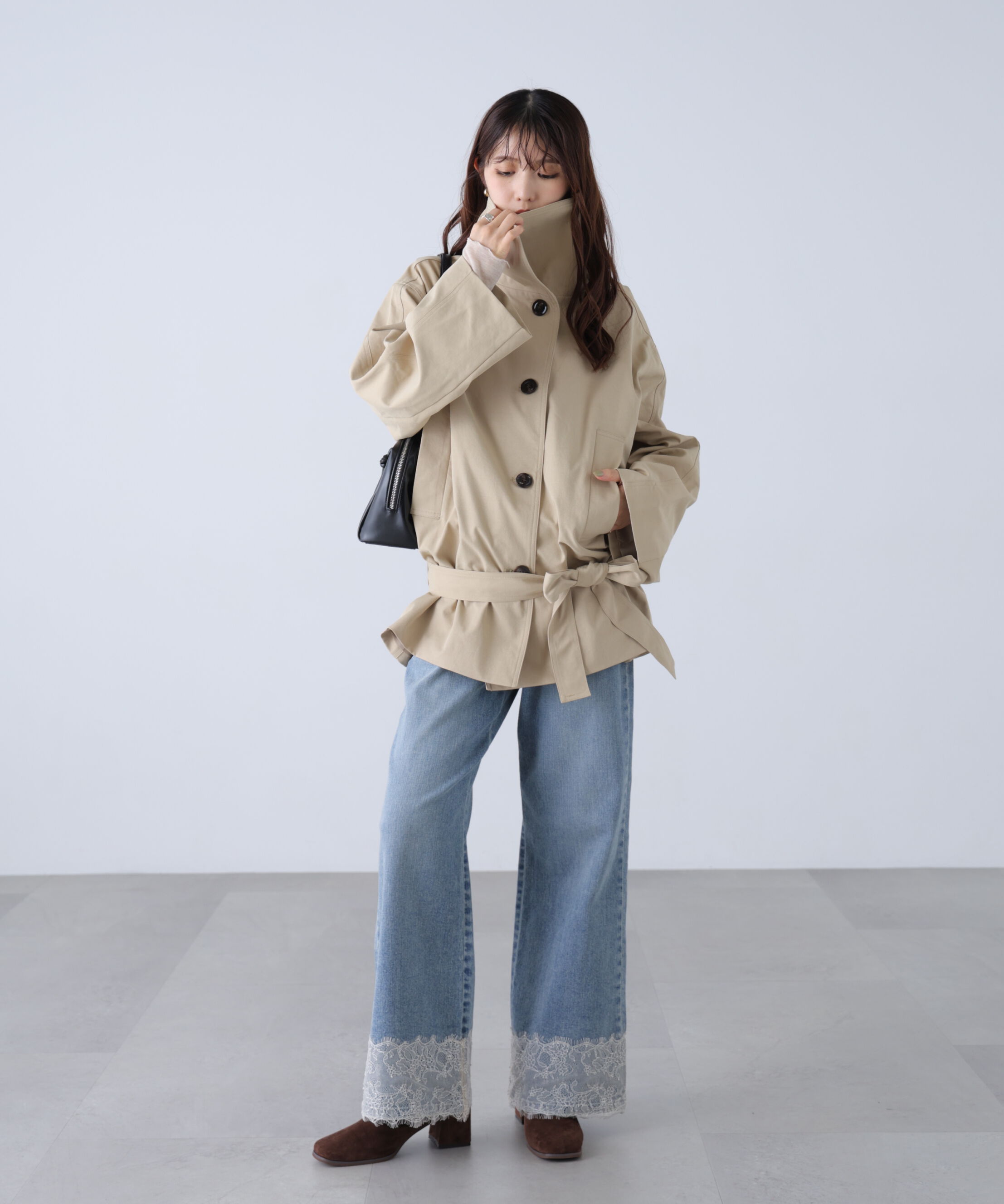  「ベルト付きショートトレンチコート」|その他|