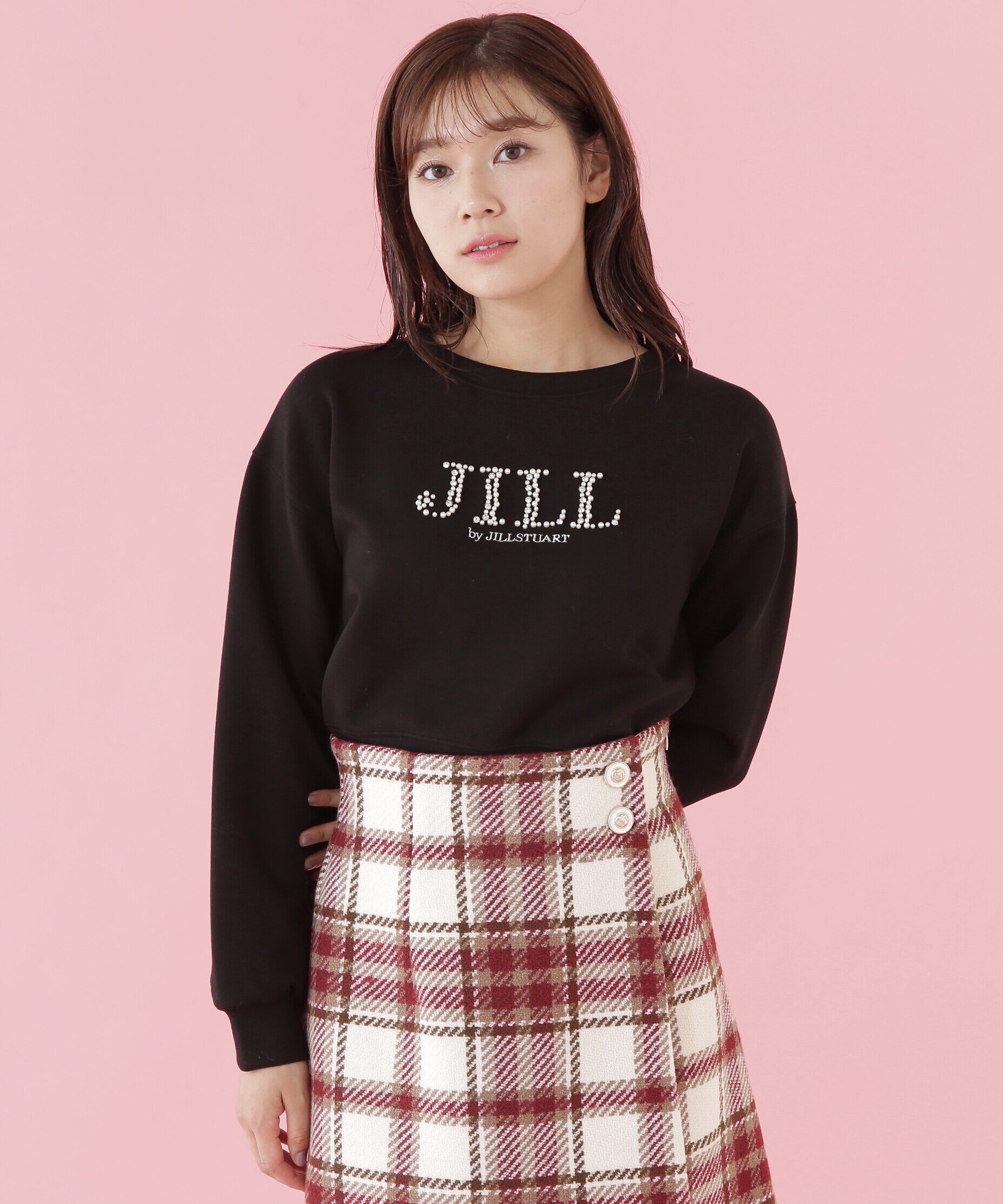  「ビジュー刺繍ロゴスウェット」|Tシャツ・カットソー|