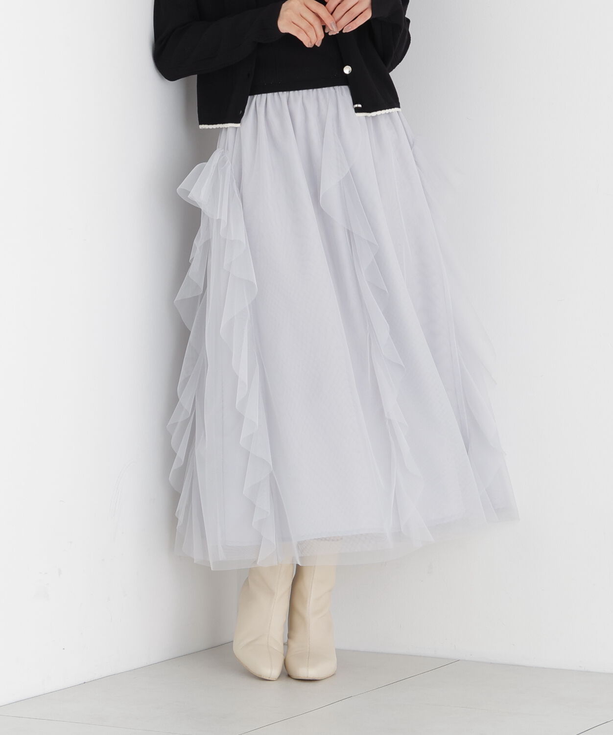 PROPORTION BODY DRESSING「＜中川紅葉さん着用＞ラッフルチュールスカート」|スカート|