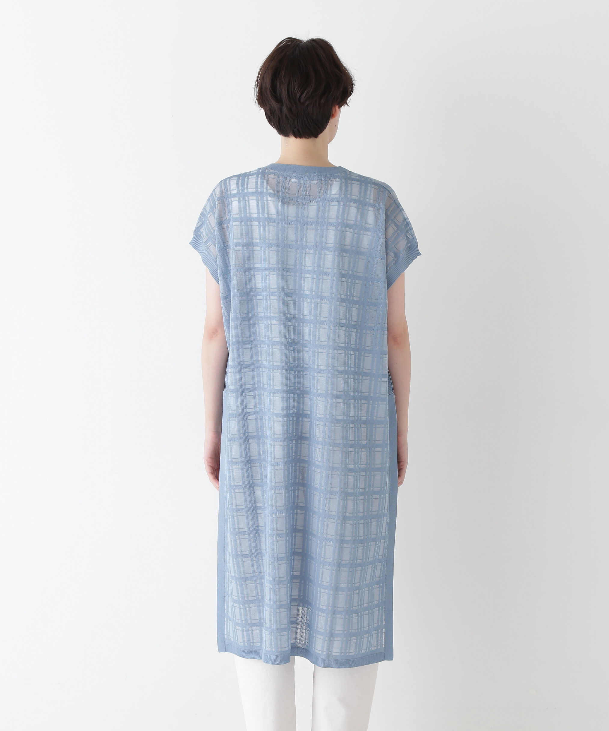  「◆≪ウォッシャブル≫ シアーチェックニットワンピース」|ワンピース|