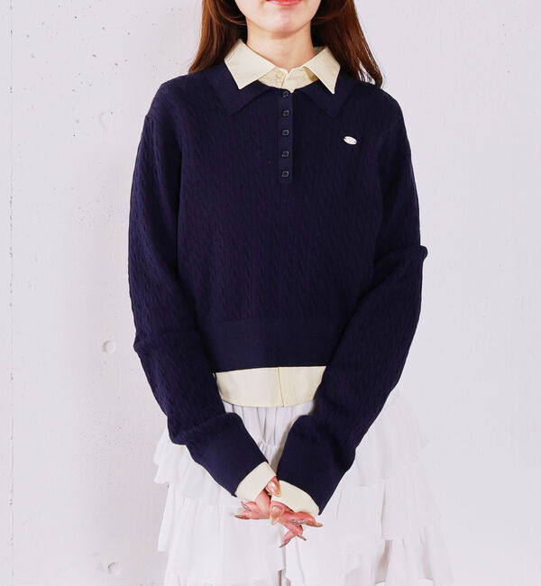 archives「【アンチピリング】ケーブルポロニット&times;シャツＳＥＴ」|カーディガン|