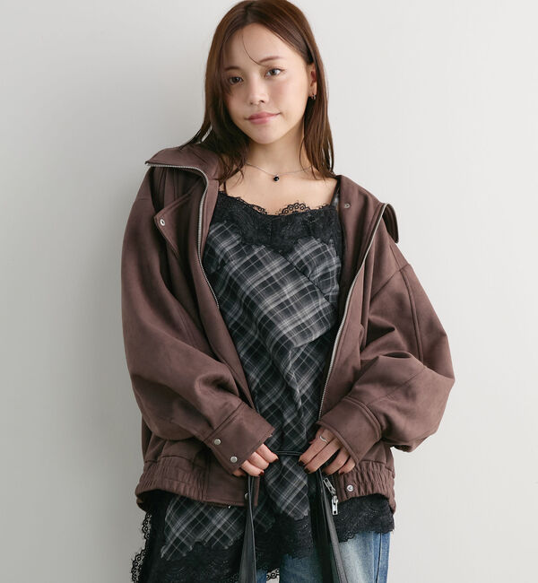 archives「スタンドネックアソートミドルブルゾン」|その他|BROWN