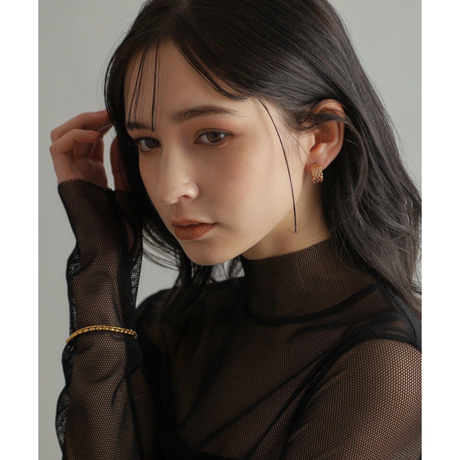 COCOSHNIK ONKITSCH「シルバー スモールフープ マーキスメッシュ ピアス GP」|ピアス|