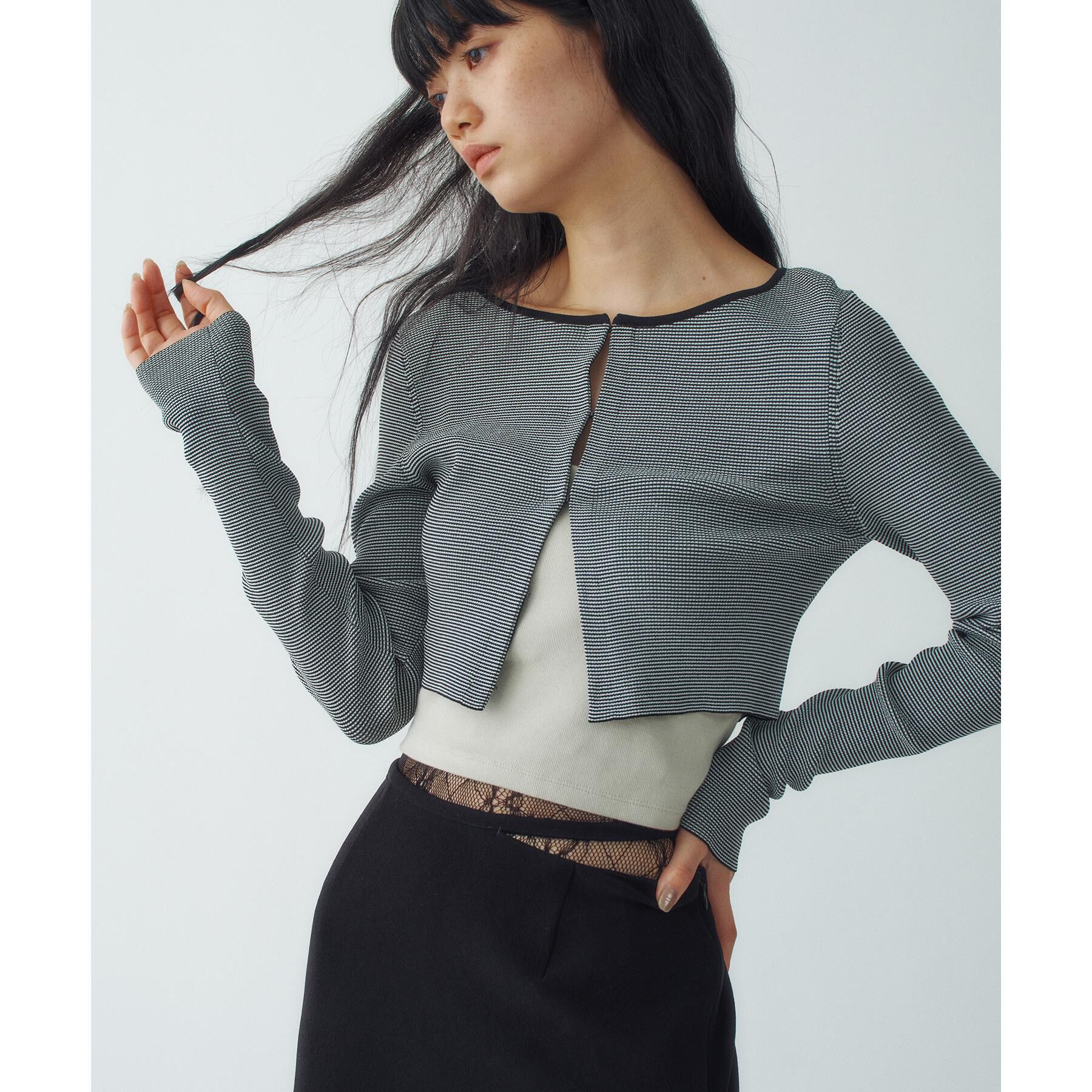 CODE A「【Re】stretch hook cardigan」|カーディガン|ブラック(319)