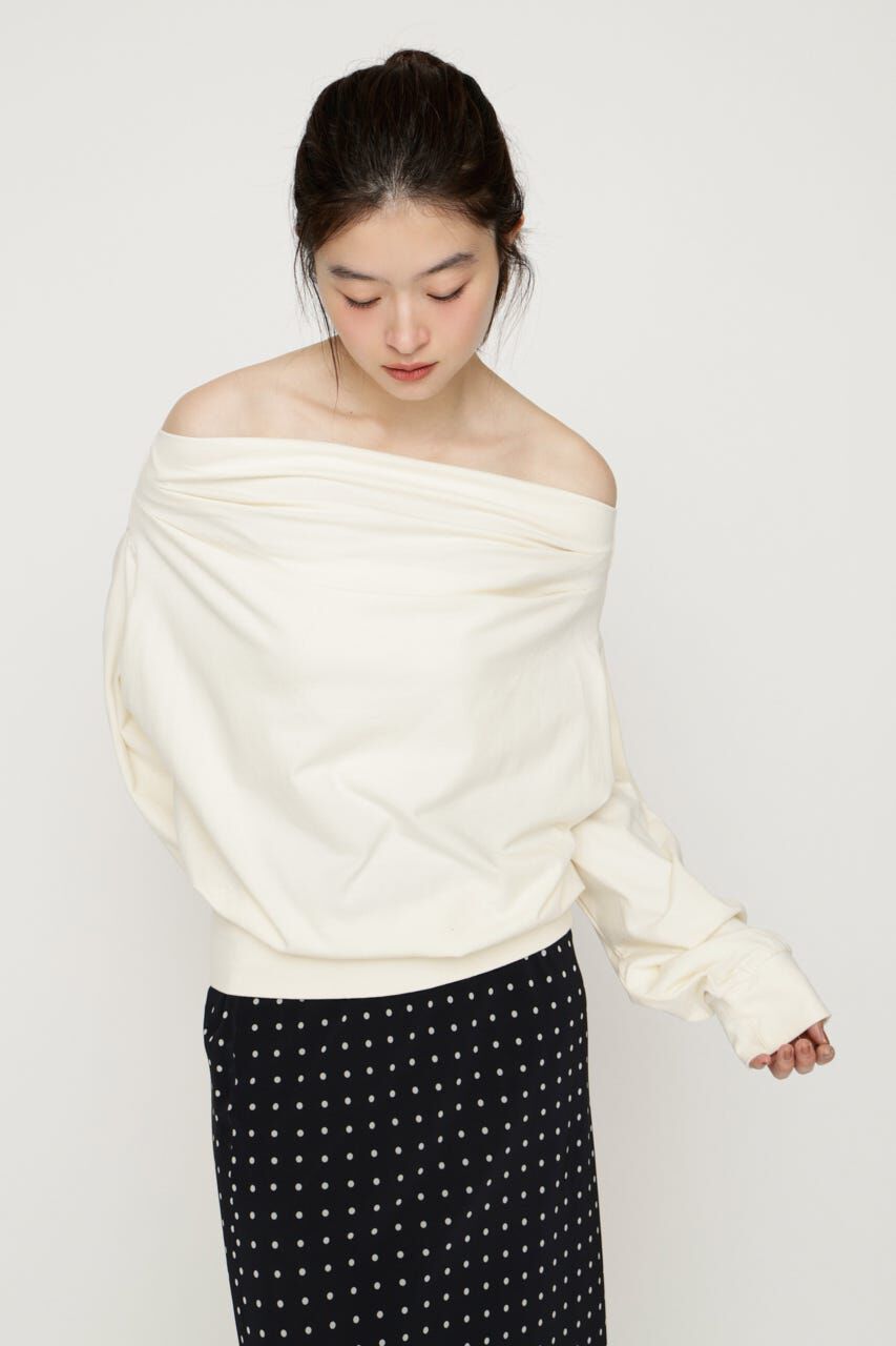 SLY「TUCKED OFFSHOULDER トップス」|パーカー|