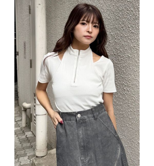 MURUA「ホルターハーフジップテレコトップス」|Tシャツ・カットソー|