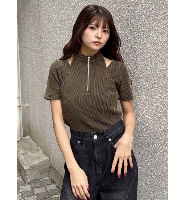 MURUA「ホルターハーフジップテレコトップス」|Tシャツ・カットソー|