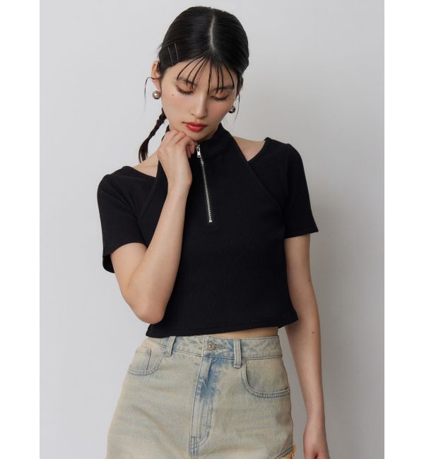 MURUA「ホルターハーフジップテレコトップス」|Tシャツ・カットソー|